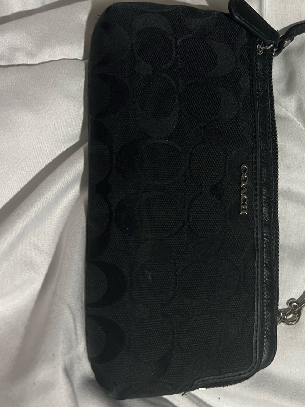 Coach Black Signature Zip Wristlet - Picture 5 of 9